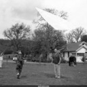Stephen, Sully and Jack flying kite, Kenwood